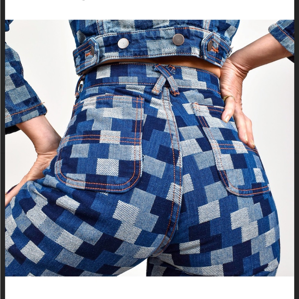 Judi Rosen Joan Jean in Indigo Patchwork Sailor Flares size 34